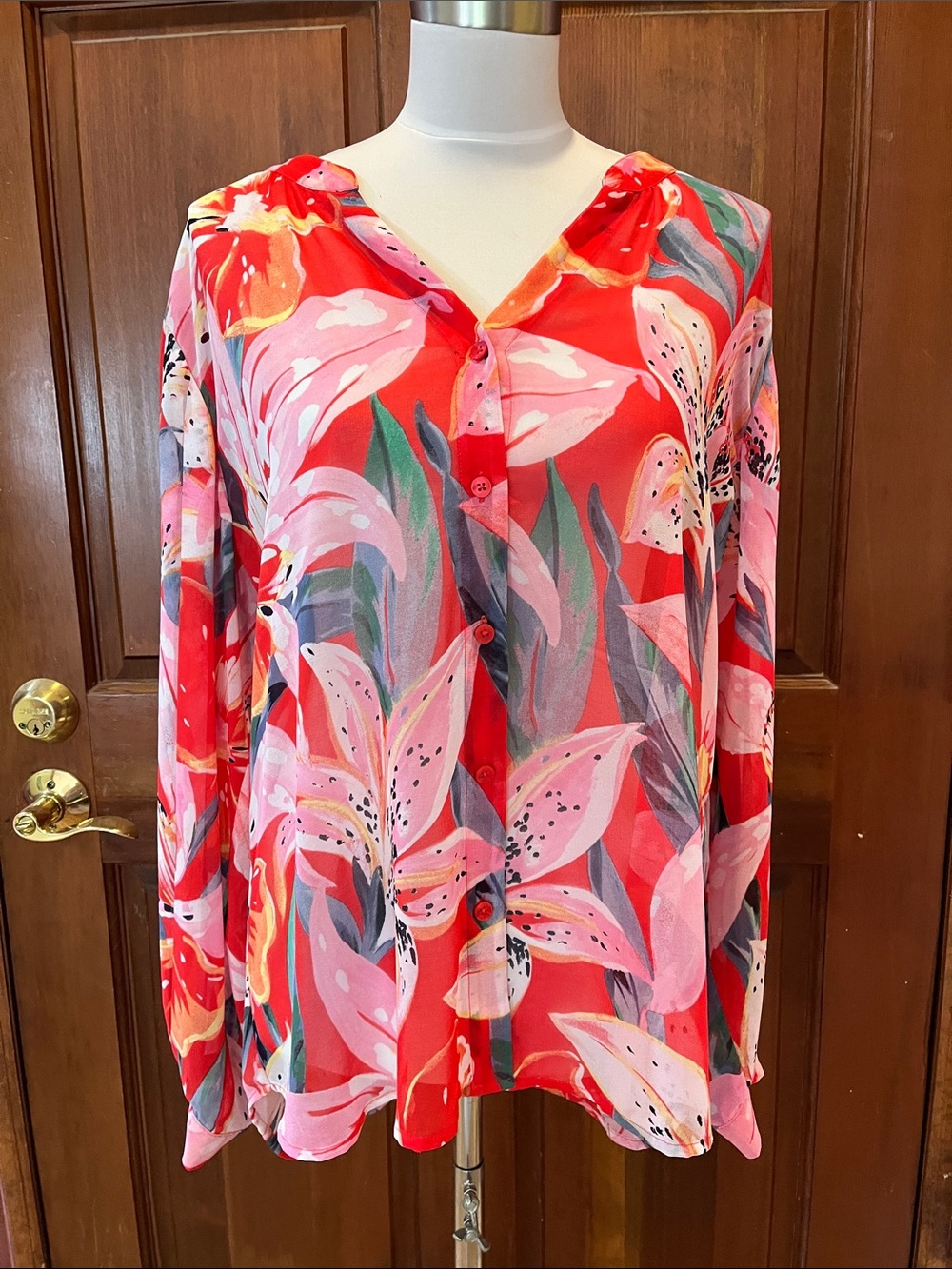 Chico's Tropical Floral Button-Front Blouse
